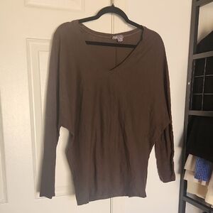 Vince Cotton Oversized Olive Green Long Sleeve Top Small